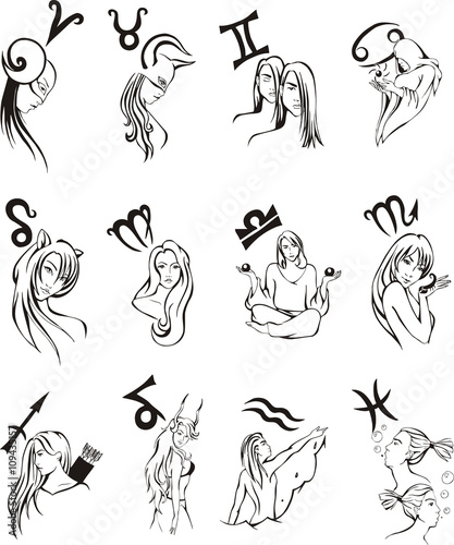 Complete Set of 12 Zodiac Signs