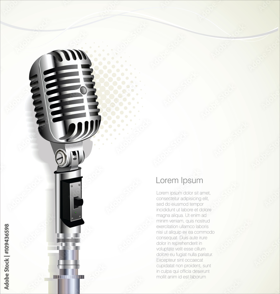 Fototapeta premium Retro vintage microphone design background