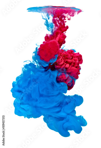 paint in water color liquid blue red