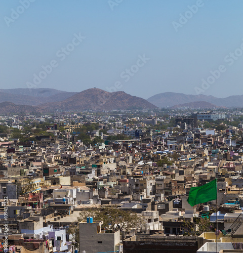Buildings and Machla Hills in Udaipur © mikecleggphoto