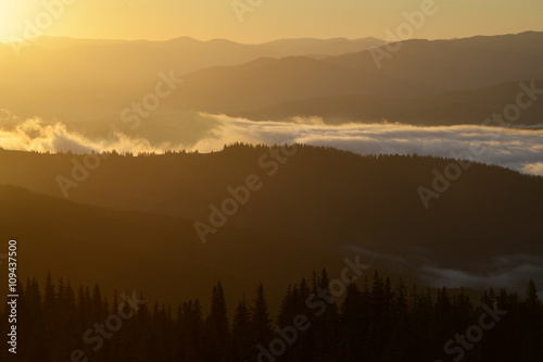 sunrise scene in mountains