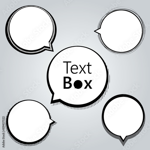 Set of freestyle text box and speech bubble isolated on grey background. Vector illustration