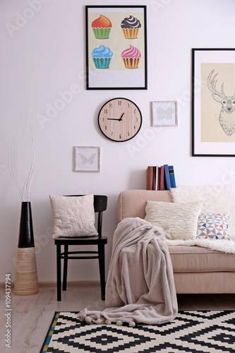 Beige sofa in the room inte...