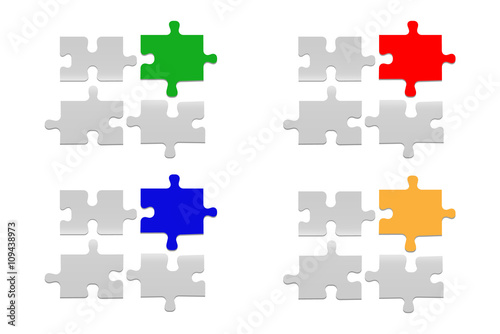Notice board of four white gradient puzzle