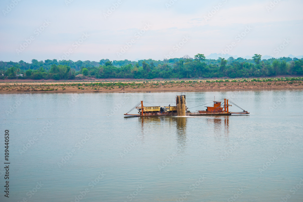 Sand industry in the river Sand industry in the river
