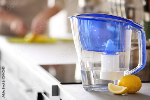 Water filter jug with lemon...