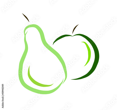 Illustration of apple and pear