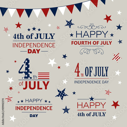 Vector Illustration of a 4th of July Independence Day Design Elements