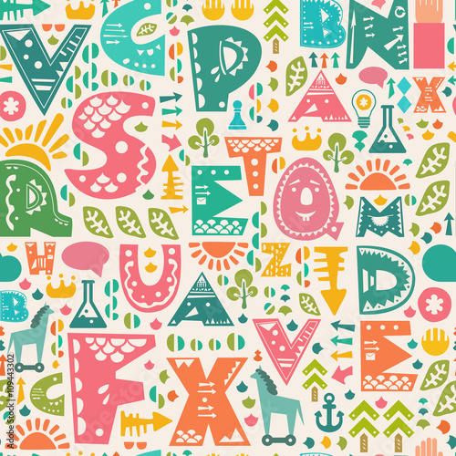 Obraz na płótnie Cute seamless pattern w salonie