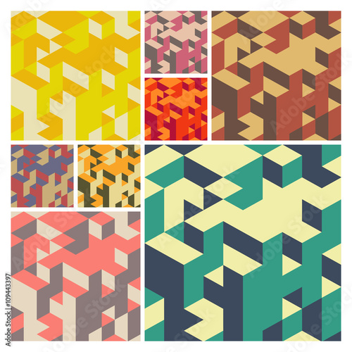 Abstract Geometrical 3d Background. Vector set.