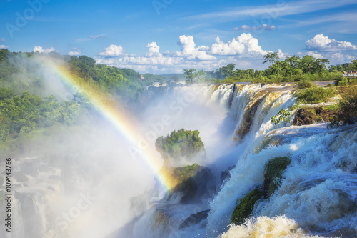 Iguazu Falls  on the border of Argentina and Brazil.