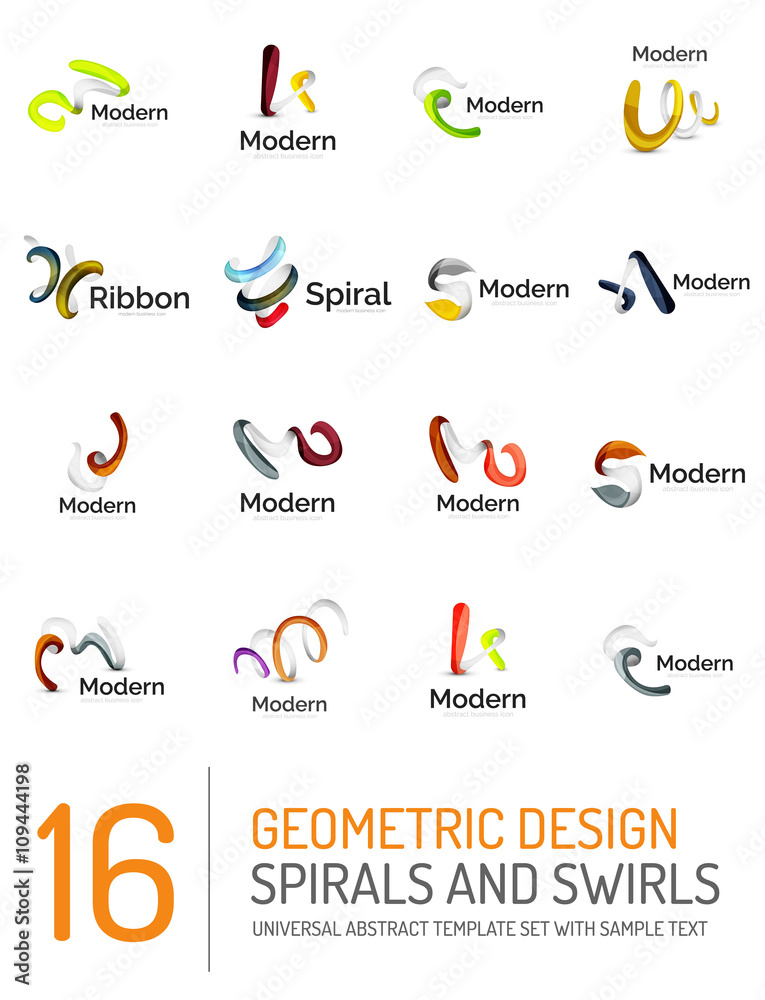 Naklejka premium Logo collection, ribbon waves, swirls, spirals