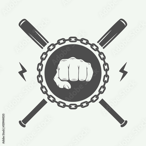 Vintage fighting or martial arts logo, emblem, badge, label
