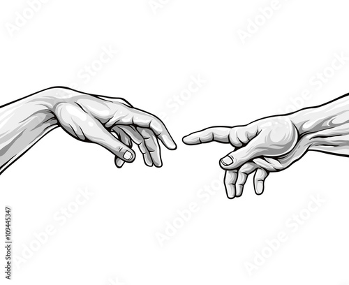 Adam hands. Black and white vector illustration photo