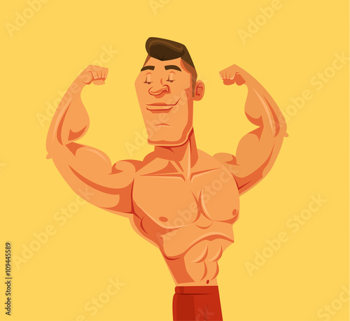 Strong man. Vector flat cartoon illustration
