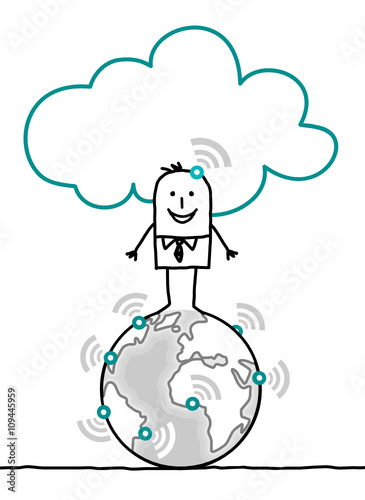 cartoon characters and cloud - world