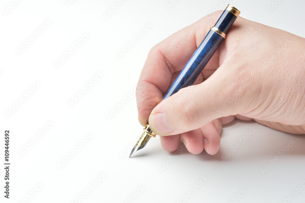 pen in the man's hand to signature pen in the man's hand to signature