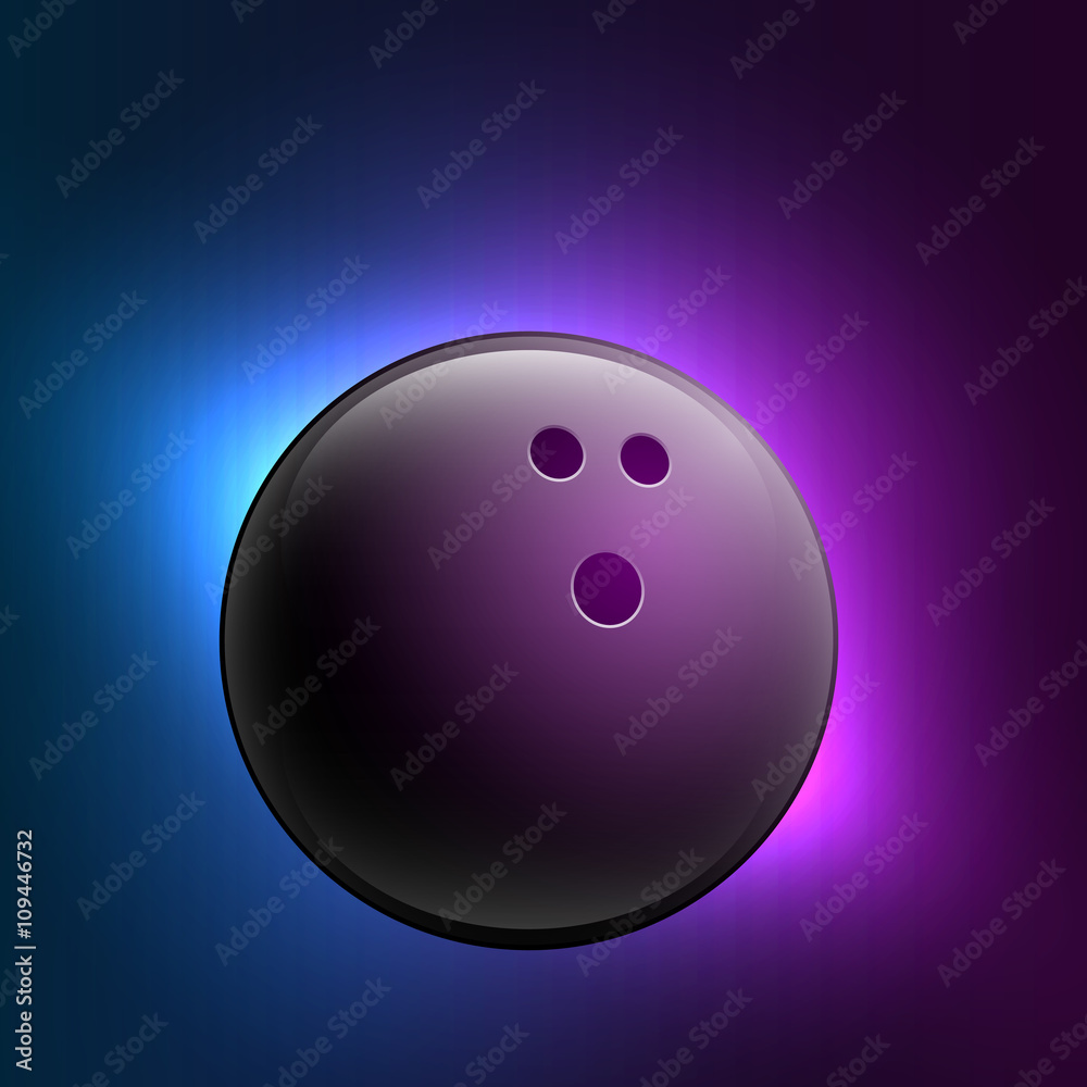 Bowling ball. Black shiny bowling ball on a dark colored background.