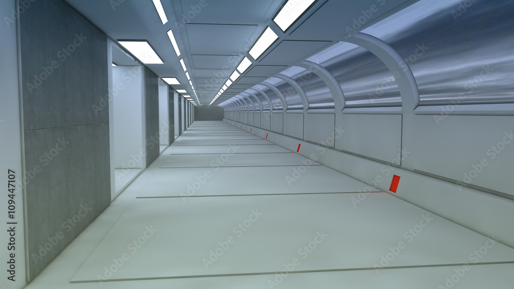3d render. Futuristic spaceship interior 3d render. Futuristic spaceship interior