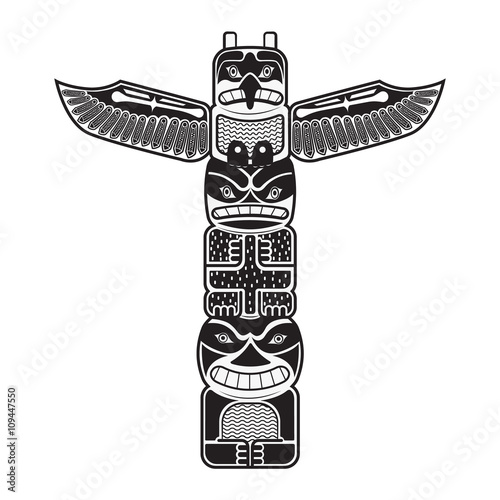 Totem being object symbol animal plant representation family clan tribe, vector illustration.