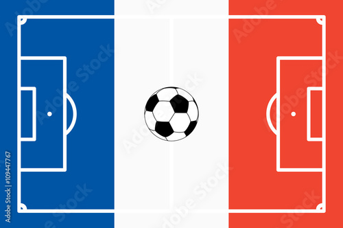 abstract soccer field with frace national colors