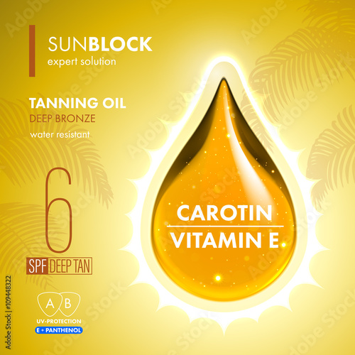 Tanning oil droplet with UV protection