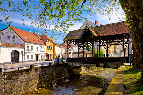 Samobor river and old wooden bridge