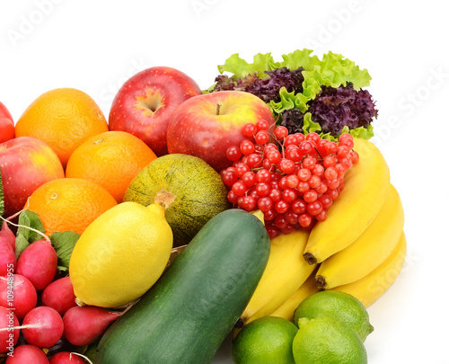 fruits and vegetables isolated on white background