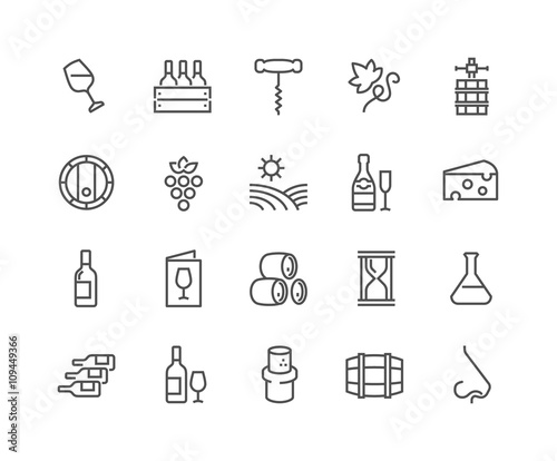 Line Wine Icons
