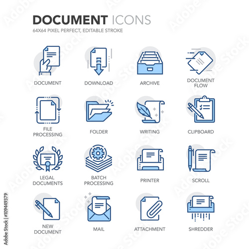 Blue Line Documents Icons