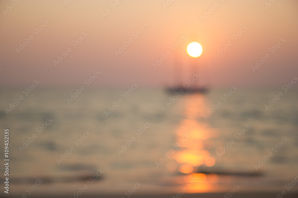 Blur tropical sunset beach background
