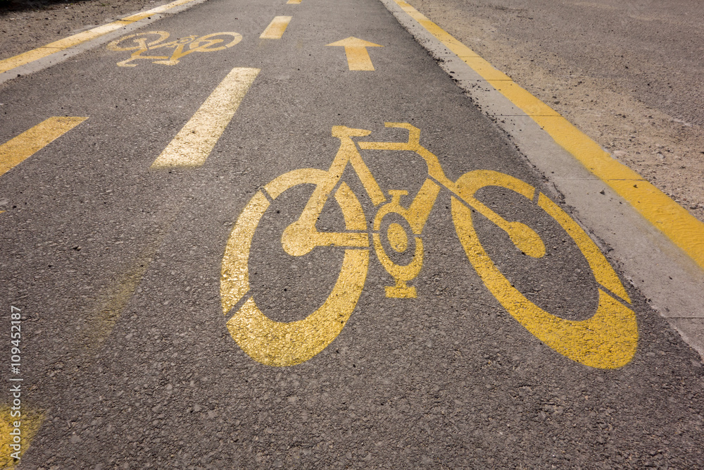 bicycle lane sign on the road bicycle lane sign on the road
