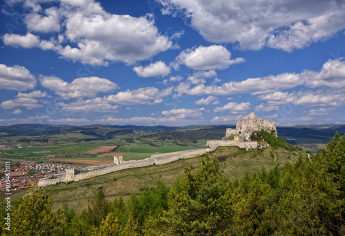 Ancient ruin of Spis Castle, Slovakia at summer sunny day