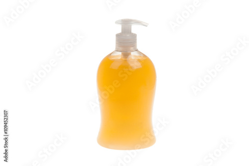 Plastic Bottle with liquid soap, isolated on white