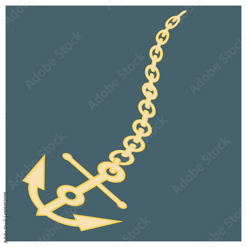 vector image of an anchor with chain