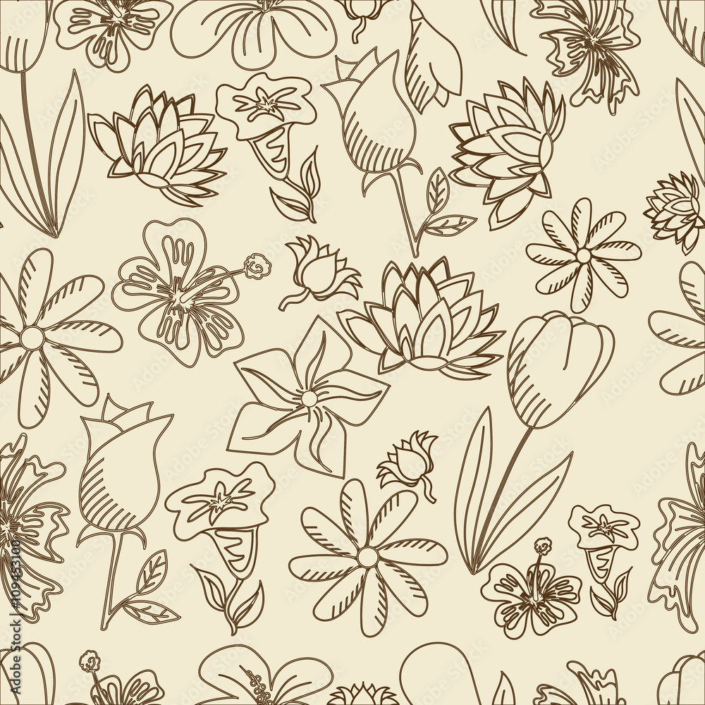 Flowers seamless retro vector illustration Flowers seamless retro vector illustration