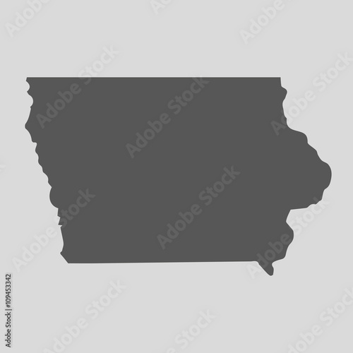 Black map state Iowa - vector illustration.