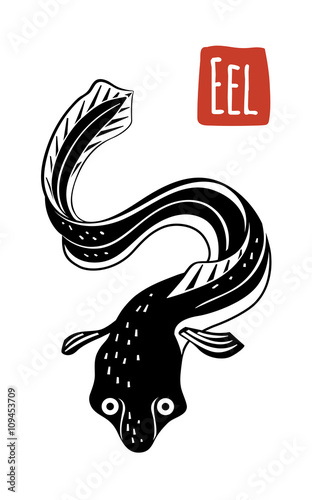Eel, vector cartoon illustration