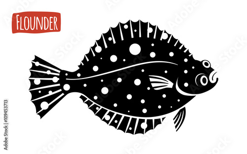 Canvas Print Flounder, vector cartoon illustration