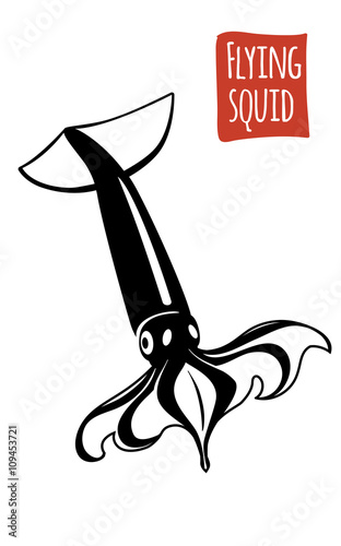 Flying Squid, vector cartoon illustration