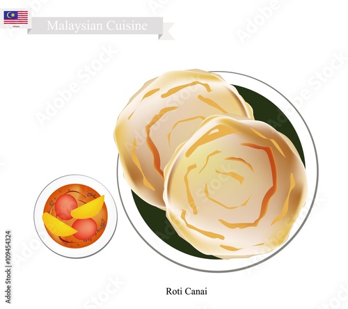 Roti Canai or Malaysian Flat Bread with Curry Sauce