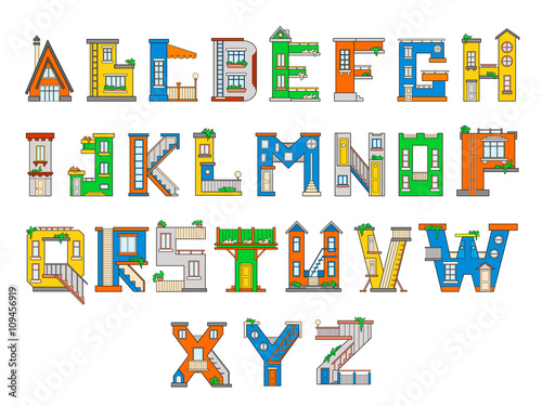 Illustration house letter alphabet