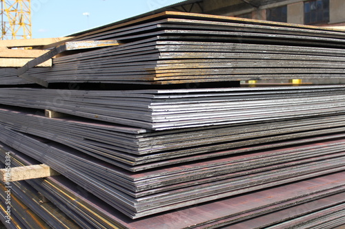 Steel plate. Metal sheet. Hot-rolled flat steel. Metal leaf. Rusty ferrum. Heavy steel plates.