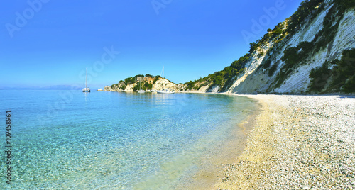 panoramic photo of Gidaki beach Ithaca Greece