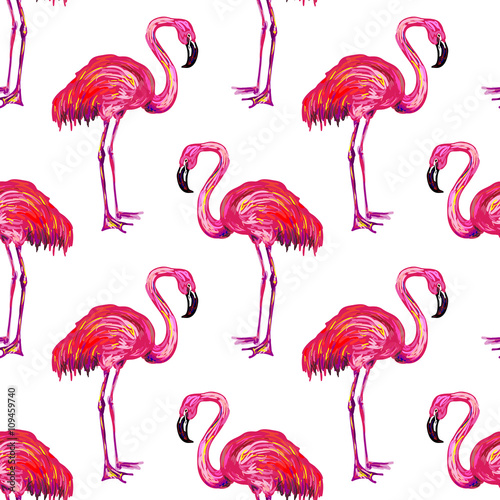 Seamless summer pattern with flamingo vector background. Perfect for wallpapers, pattern fills, web page backgrounds, surface textures, textile