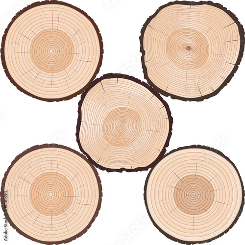 Rings of Tree. Color Vector Illustration.