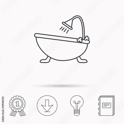 Bathroom icon. Bath with shower sign.