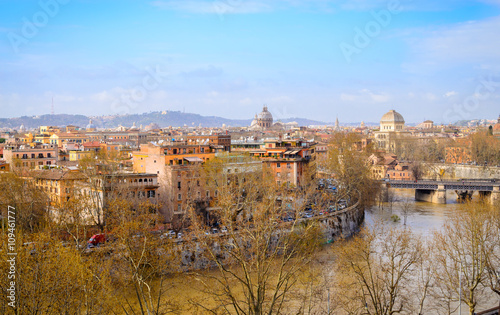 Rome panorama with monument and domes  Italy