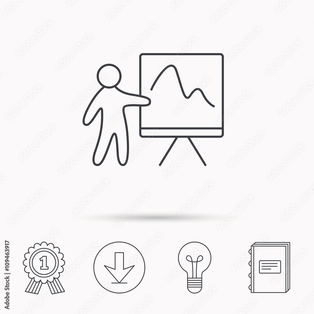 Presentation icon. Statistics chart sign. Presentation icon. Statistics chart sign.