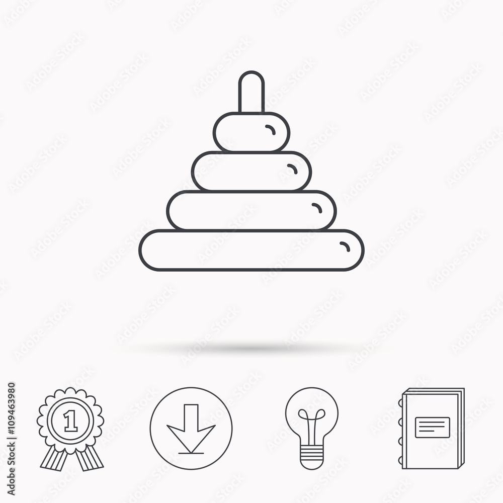 Pyramid baby toy icon. Child tower game sign. Pyramid baby toy icon. Child tower game sign.